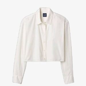 White Button-Up Cropped Shirt